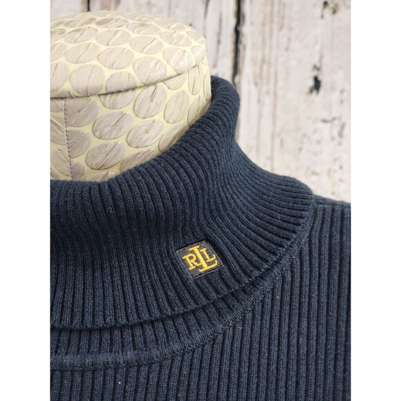 LSG Women's 1X Ralph Lauren Black & Gold Ribbed Turtleneck Sweater Pullover EUC - Picture 3 of 10